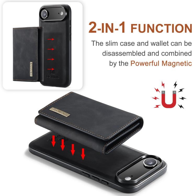 DG.MING M1 Series 3-Fold Multi Card Wallet Leather Phone Case, For iPhone 16e, For iPhone 16 Pro Max, For iPhone 16 Pro, For iPhone 16 Plus