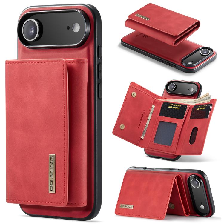 DG.MING M1 Series 3-Fold Multi Card Wallet Leather Phone Case, For iPhone 16e, For iPhone 16 Pro Max, For iPhone 16 Pro, For iPhone 16 Plus