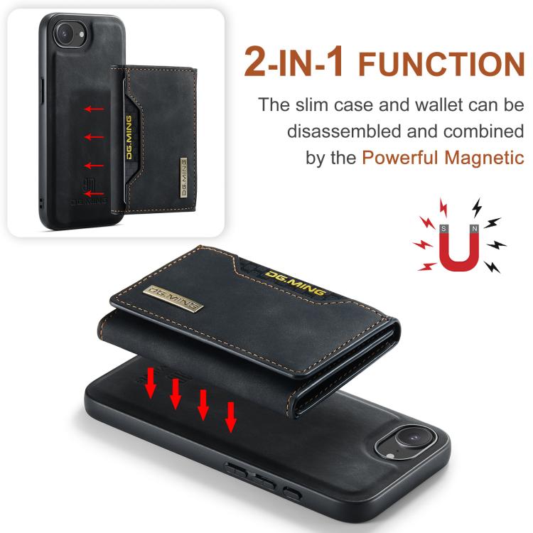 DG.MING M2 Series 3-Fold Card Bag Wallet Leather Phone Case, For iPhone 17 Pro Max, For iPhone 17 Pro, For iPhone 17, For iPhone Air