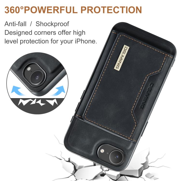 DG.MING M2 Series 3-Fold Card Bag Wallet Leather Phone Case, For iPhone 17 Pro Max, For iPhone 17 Pro, For iPhone 17, For iPhone Air