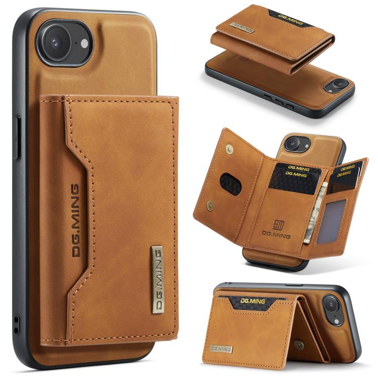 DG.MING M2 Series 3-Fold Card Bag Wallet Leather Phone Case, For iPhone 17 Pro Max, For iPhone 17 Pro, For iPhone 17, For iPhone Air
