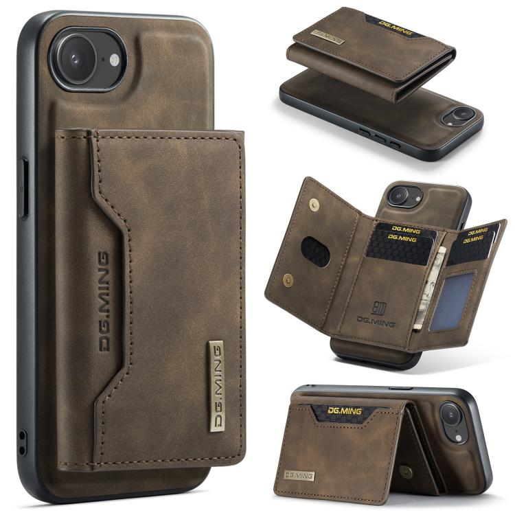 DG.MING M2 Series 3-Fold Card Bag Wallet Leather Phone Case, For iPhone 17 Pro Max, For iPhone 17 Pro, For iPhone 17, For iPhone Air