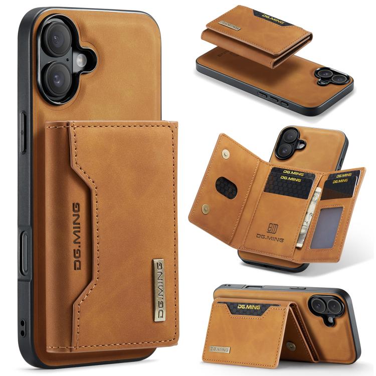 DG.MING M2 Series 3-Fold Card Bag Wallet Leather Phone Case, For iPhone 17 Pro Max, For iPhone 17 Pro, For iPhone 17, For iPhone Air
