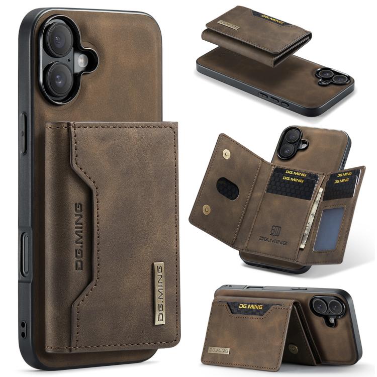 DG.MING M2 Series 3-Fold Card Bag Wallet Leather Phone Case, For iPhone 17 Pro Max, For iPhone 17 Pro, For iPhone 17, For iPhone Air