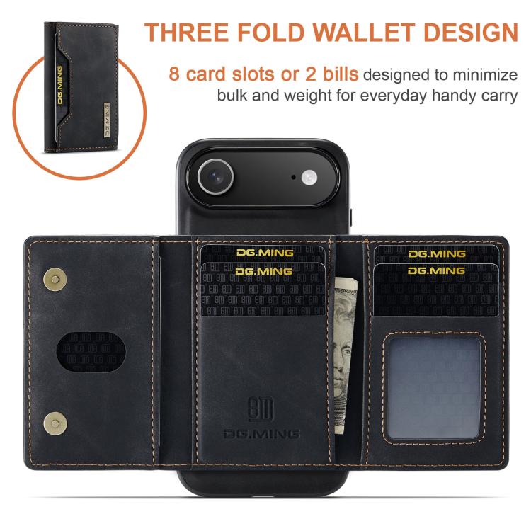 DG.MING M2 Series 3-Fold Card Bag Wallet Leather Phone Case