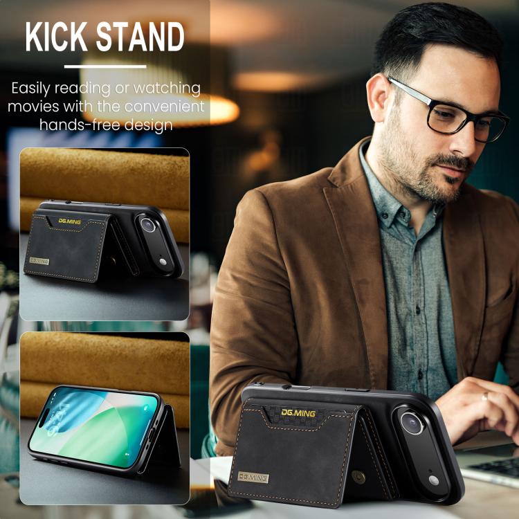 DG.MING M2 Series 3-Fold Card Bag Wallet Leather Phone Case