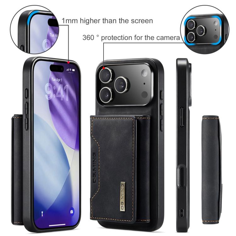 DG.MING M2 Series 3-Fold Card Bag Wallet Leather Phone Case, For iPhone 17 Pro Max, For iPhone 17 Pro, For iPhone 17, For iPhone Air