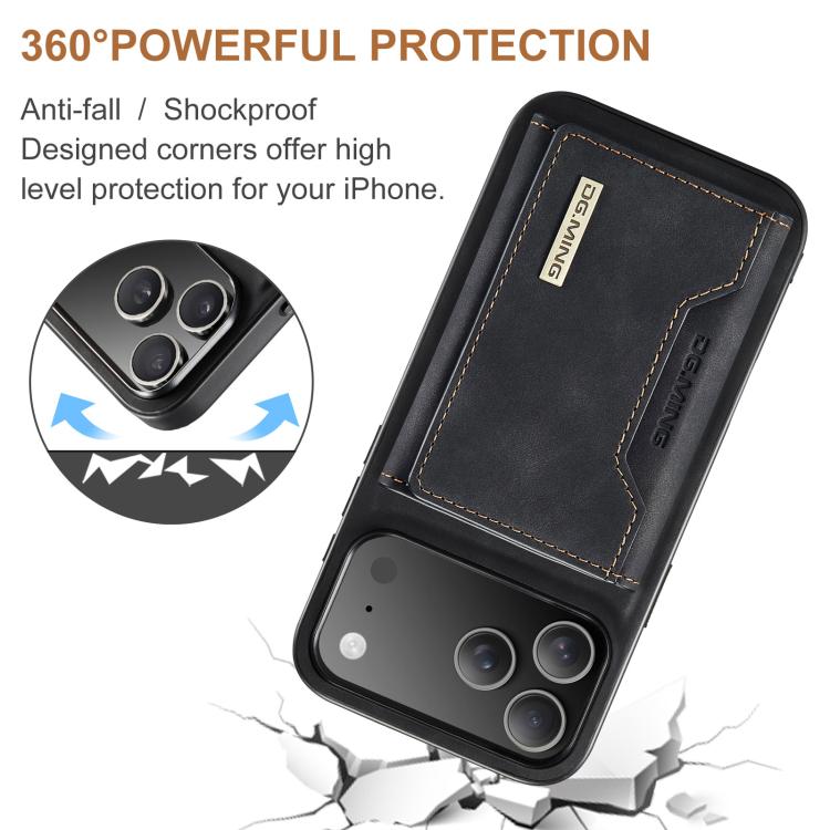 DG.MING M2 Series 3-Fold Card Bag Wallet Leather Phone Case, For iPhone 17 Pro Max, For iPhone 17 Pro, For iPhone 17, For iPhone Air