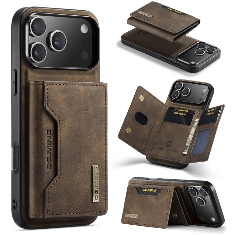 DG.MING M2 Series 3-Fold Card Bag Wallet Leather Phone Case, For iPhone 17 Pro Max, For iPhone 17 Pro, For iPhone 17, For iPhone Air