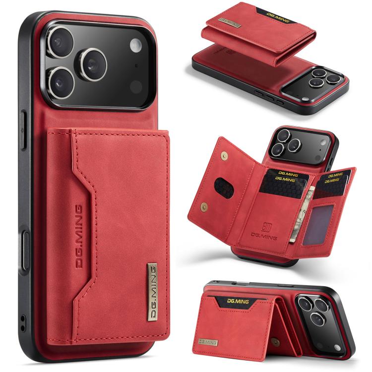 DG.MING M2 Series 3-Fold Card Bag Wallet Leather Phone Case, For iPhone 17 Pro Max, For iPhone 17 Pro, For iPhone 17, For iPhone Air