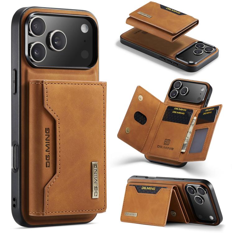 DG.MING M2 Series 3-Fold Card Bag Wallet Leather Phone Case, For iPhone 17 Pro Max, For iPhone 17 Pro, For iPhone 17, For iPhone Air