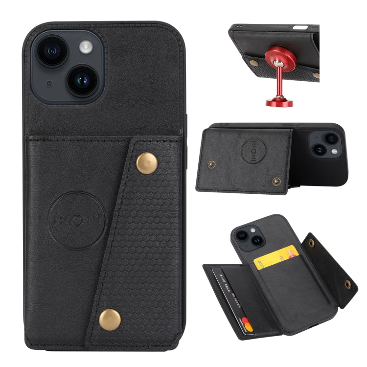 Double Buckle Card Slots PU + TPU Phone Case, For iPhone 15 Pro Max, For iPhone 15 Pro, For iPhone 15 Plus