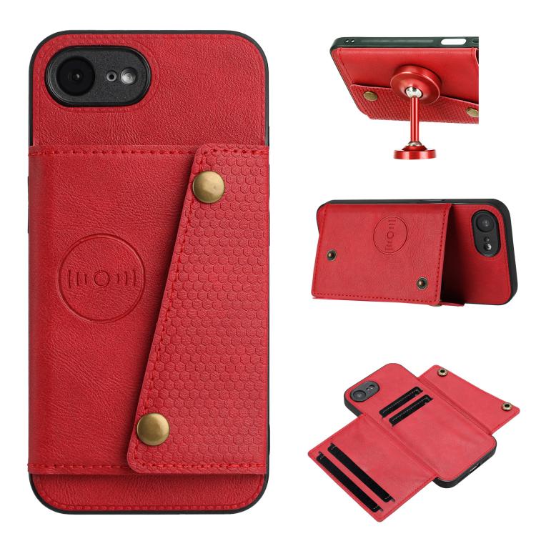Double Buckle Card Slots PU + TPU Phone Case, For iPhone 16e, For iPhone 16 Pro Max, For iPhone 16 Pro, For iPhone 16