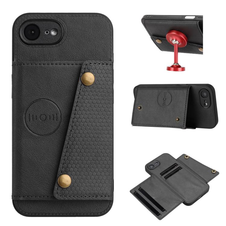 Double Buckle Card Slots PU + TPU Phone Case, For iPhone 16e, For iPhone 16 Pro Max, For iPhone 16 Pro, For iPhone 16