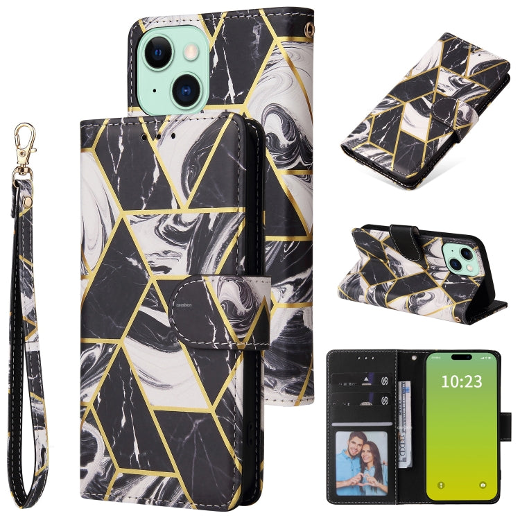 Marble Bronzing Stitching Leather Phone Case, For iPhone 16 Pro, For iPhone 16 Plus, For iPhone 16, For iPhone 15 Pro Max, For iPhone 15 Pro, For iPhone 15 Plus