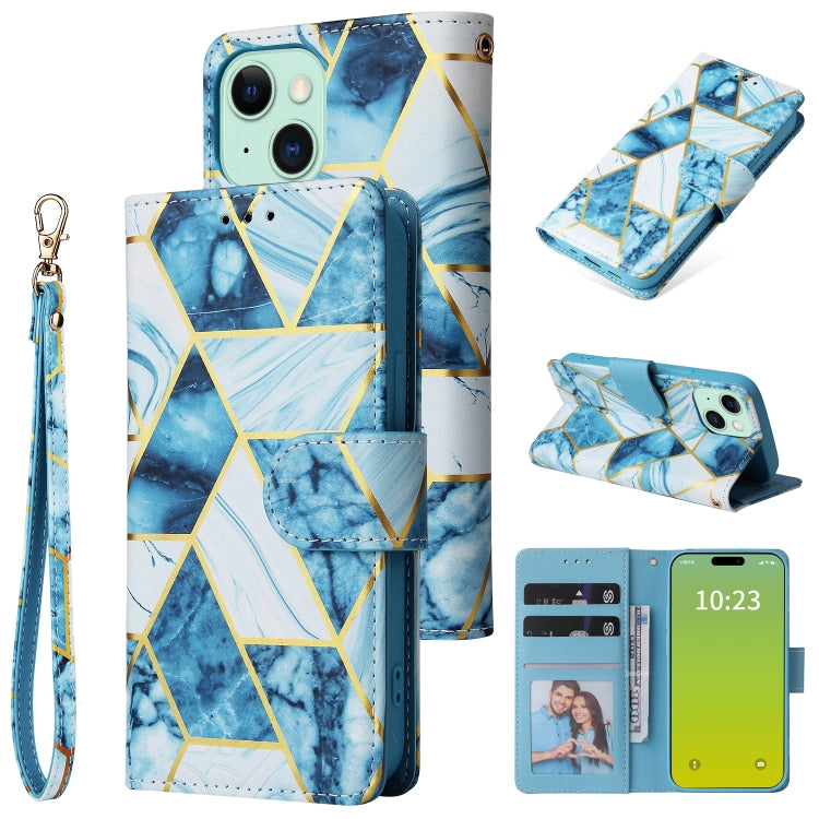 Marble Bronzing Stitching Leather Phone Case, For iPhone 16 Pro, For iPhone 16 Plus, For iPhone 16, For iPhone 15 Pro Max, For iPhone 15 Pro, For iPhone 15 Plus