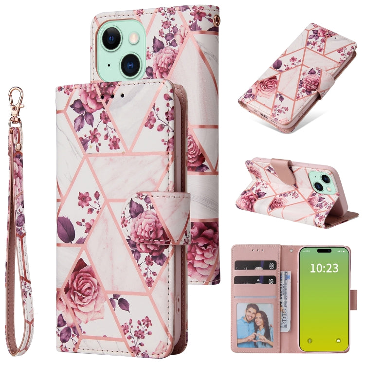 Marble Bronzing Stitching Leather Phone Case, For iPhone 16 Pro, For iPhone 16 Plus, For iPhone 16, For iPhone 15 Pro Max, For iPhone 15 Pro, For iPhone 15 Plus