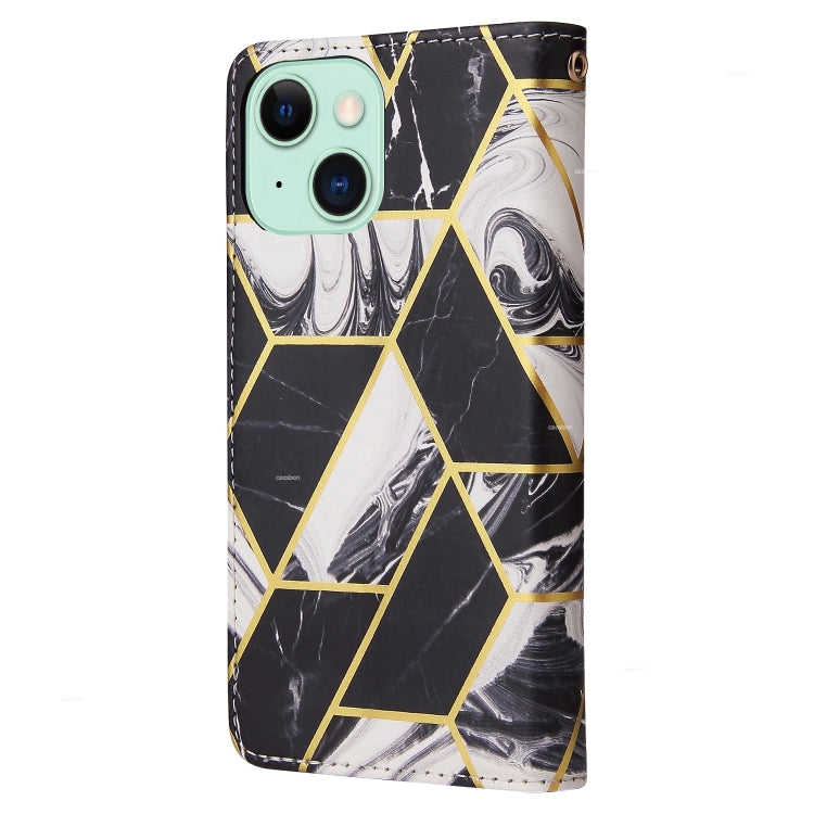 Marble Bronzing Stitching Leather Phone Case, For iPhone 15