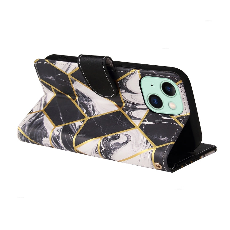 Marble Bronzing Stitching Leather Phone Case, For iPhone 15