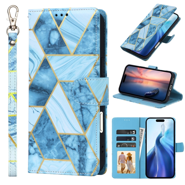 Marble Bronzing Stitching Leather Phone Case, For iPhone 16 Pro, For iPhone 16 Plus, For iPhone 16, For iPhone 15 Pro Max, For iPhone 15 Pro, For iPhone 15 Plus