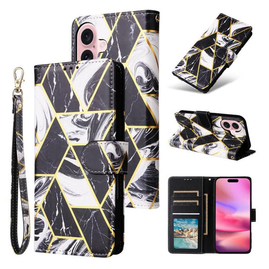Marble Bronzing Stitching Leather Phone Case, For iPhone 17e / 16e, For iPhone 17 Pro Max, For iPhone 17 Pro, For iPhone 17, For iPhone Air, For iPhone 16 Pro Max
