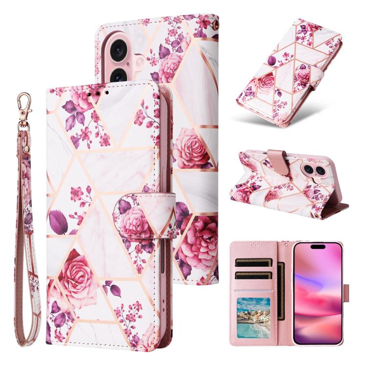 Marble Bronzing Stitching Leather Phone Case, For iPhone 17e / 16e, For iPhone 17 Pro Max, For iPhone 17 Pro, For iPhone 17, For iPhone Air, For iPhone 16 Pro Max