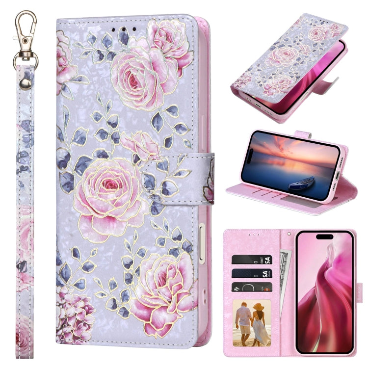 Bronzing Painting RFID Leather Case, For iPhone 16, For iPhone 15 Pro Max, For iPhone 15 Pro, For iPhone 15 Plus