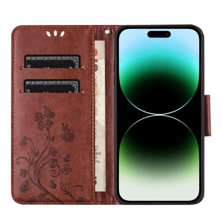 Butterfly Flower Pattern Flip Leather Phone Case, For iPhone 15 Pro Max, For iPhone 15 Pro, For iPhone 15 Plus