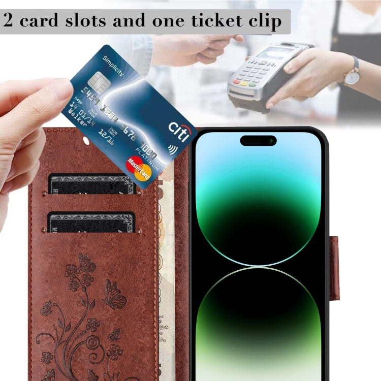 Butterfly Flower Pattern Flip Leather Phone Case, For iPhone 15 Pro Max, For iPhone 15 Pro, For iPhone 15 Plus