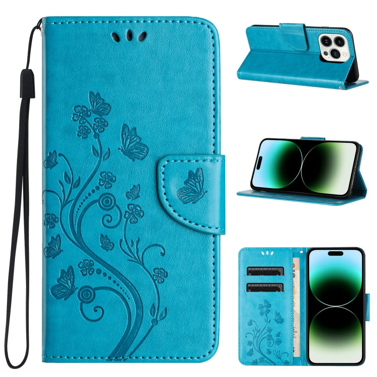 Butterfly Flower Pattern Flip Leather Phone Case, For iPhone 15 Pro Max, For iPhone 15 Pro, For iPhone 15 Plus