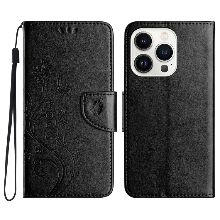 Butterfly Flower Pattern Flip Leather Phone Case, For iPhone 16 Plus, For iPhone 16, For iPhone 15 Pro Max