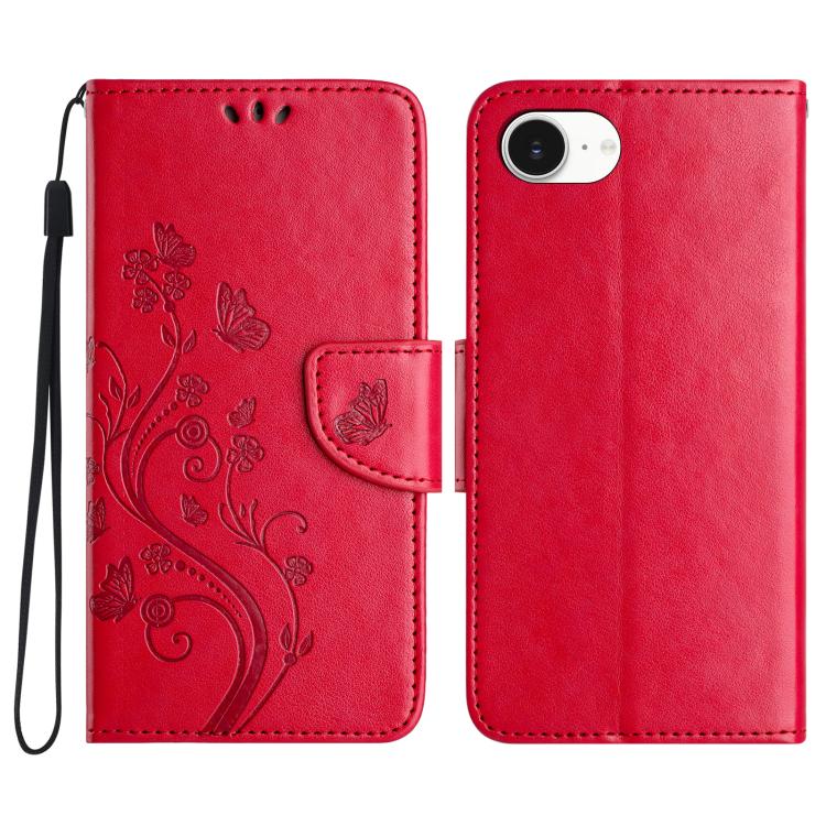 Butterfly Flower Pattern Flip Leather Phone Case, For iPhone 16e, For iPhone 16 Pro Max, For iPhone 16 Pro