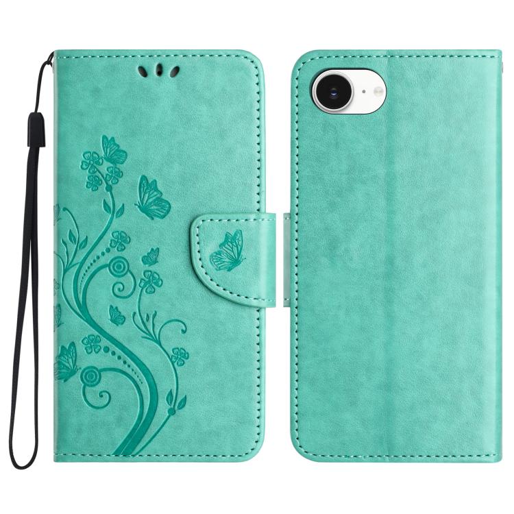 Butterfly Flower Pattern Flip Leather Phone Case, For iPhone 16e, For iPhone 16 Pro Max, For iPhone 16 Pro