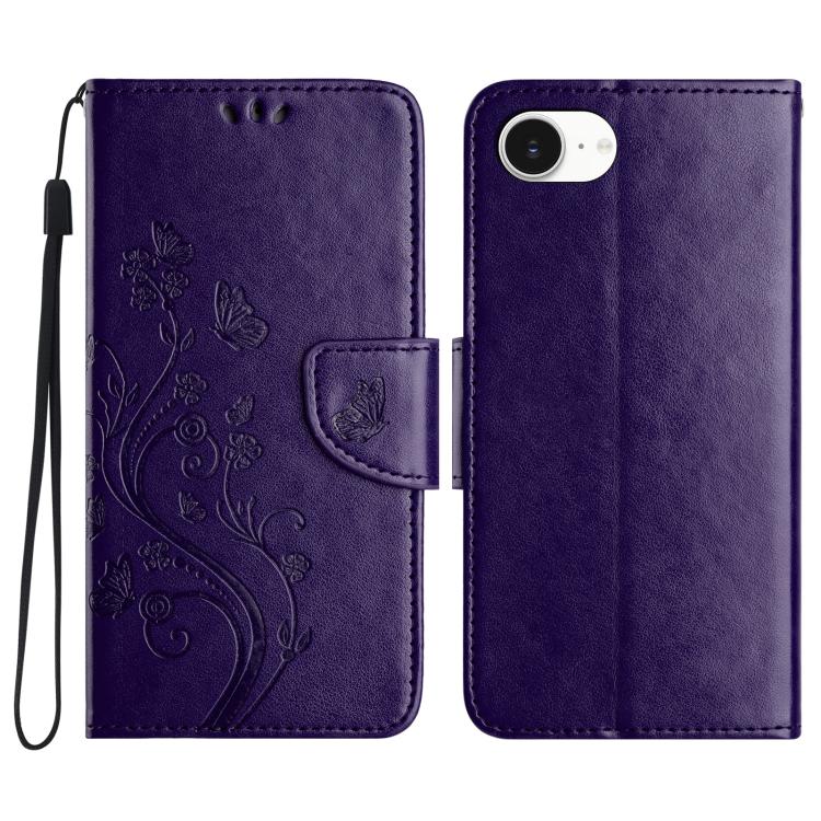 Butterfly Flower Pattern Flip Leather Phone Case, For iPhone 16e, For iPhone 16 Pro Max, For iPhone 16 Pro