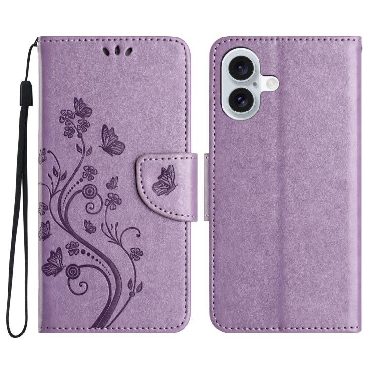 Butterfly Flower Pattern Flip Leather Phone Case, For iPhone 16 Plus, For iPhone 16, For iPhone 15 Pro Max