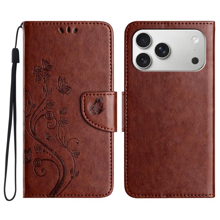 Butterfly Flower Pattern Flip Leather Phone Case, For iPhone 16e, For iPhone 16 Pro Max, For iPhone 16 Pro