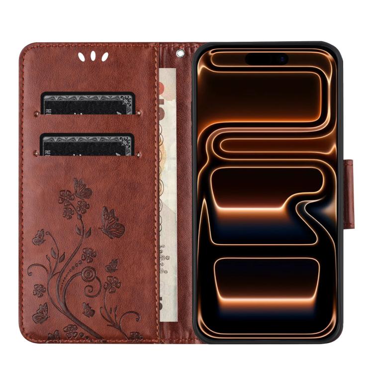 Butterfly Flower Pattern Flip Leather Phone Case, For iPhone 16e, For iPhone 16 Pro Max, For iPhone 16 Pro