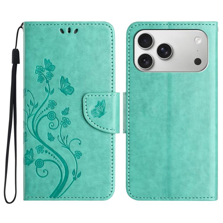 Butterfly Flower Pattern Flip Leather Phone Case, For iPhone 16e, For iPhone 16 Pro Max, For iPhone 16 Pro