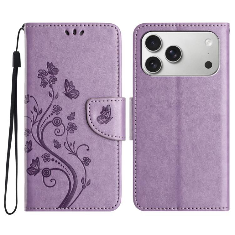 Butterfly Flower Pattern Flip Leather Phone Case, For iPhone 16e, For iPhone 16 Pro Max, For iPhone 16 Pro