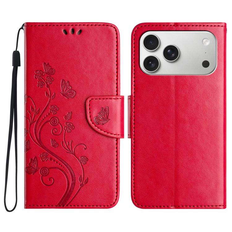 Butterfly Flower Pattern Flip Leather Phone Case, For iPhone 16e, For iPhone 16 Pro Max, For iPhone 16 Pro