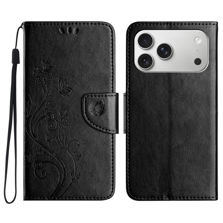 Butterfly Flower Pattern Flip Leather Phone Case, For iPhone 16e, For iPhone 16 Pro Max, For iPhone 16 Pro