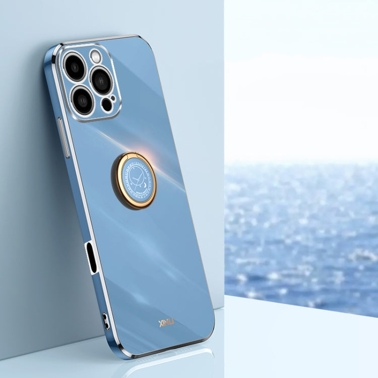 XINLI Straight Edge 6D Electroplate TPU Phone Case with Ring Holder, For iPhone Air, For iPhone 16 Pro Max, For iPhone 16 Pro