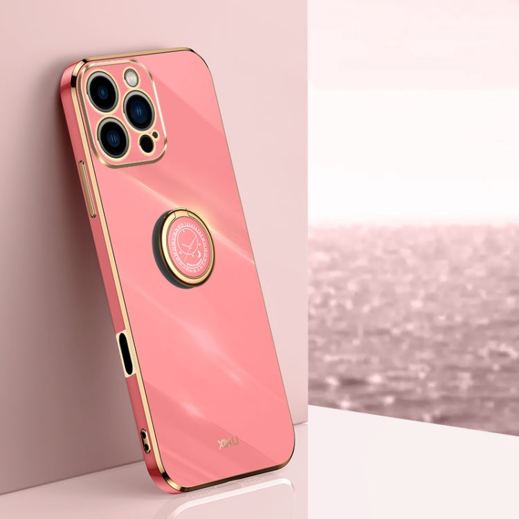 XINLI Straight Edge 6D Electroplate TPU Phone Case with Ring Holder, For iPhone Air, For iPhone 16 Pro Max, For iPhone 16 Pro