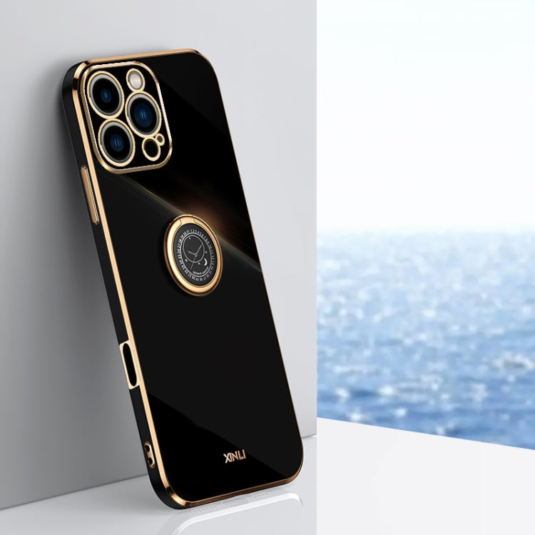 XINLI Straight Edge 6D Electroplate TPU Phone Case with Ring Holder, For iPhone Air, For iPhone 16 Pro Max, For iPhone 16 Pro