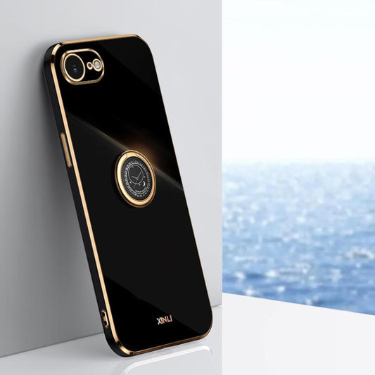 XINLI Straight Edge 6D Electroplate TPU Phone Case with Ring Holder, For iPhone 16e / 17e, For iPhone 17 Pro Max, For iPhone 17 Pro