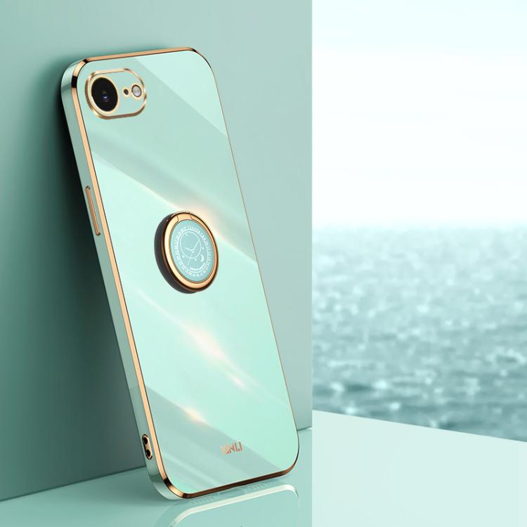 XINLI Straight Edge 6D Electroplate TPU Phone Case with Ring Holder, For iPhone 16e / 17e, For iPhone 17 Pro Max, For iPhone 17 Pro