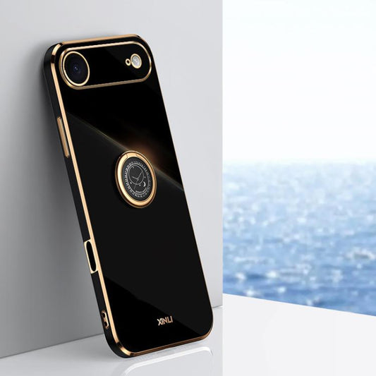 XINLI Straight Edge 6D Electroplate TPU Phone Case with Ring Holder, For iPhone Air, For iPhone 16 Pro Max, For iPhone 16 Pro