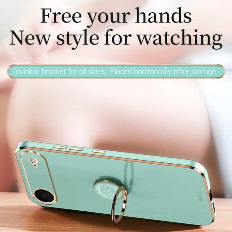 XINLI Straight Edge 6D Electroplate TPU Phone Case with Ring Holder, For iPhone Air, For iPhone 16 Pro Max, For iPhone 16 Pro