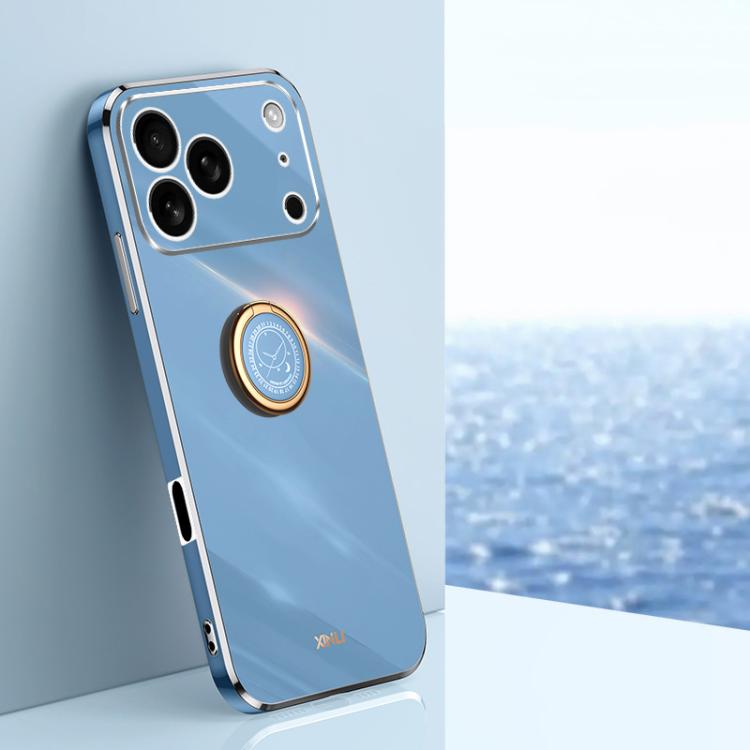 XINLI Straight Edge 6D Electroplate TPU Phone Case with Ring Holder, For iPhone 16e / 17e, For iPhone 17 Pro Max, For iPhone 17 Pro