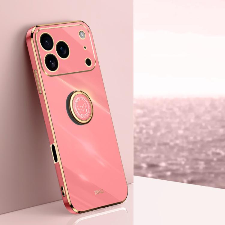 XINLI Straight Edge 6D Electroplate TPU Phone Case with Ring Holder, For iPhone 16e / 17e, For iPhone 17 Pro Max, For iPhone 17 Pro